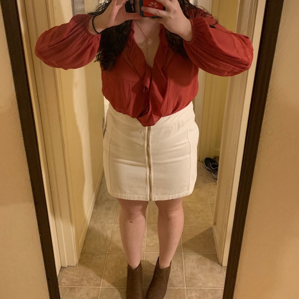 White corduroy skirt